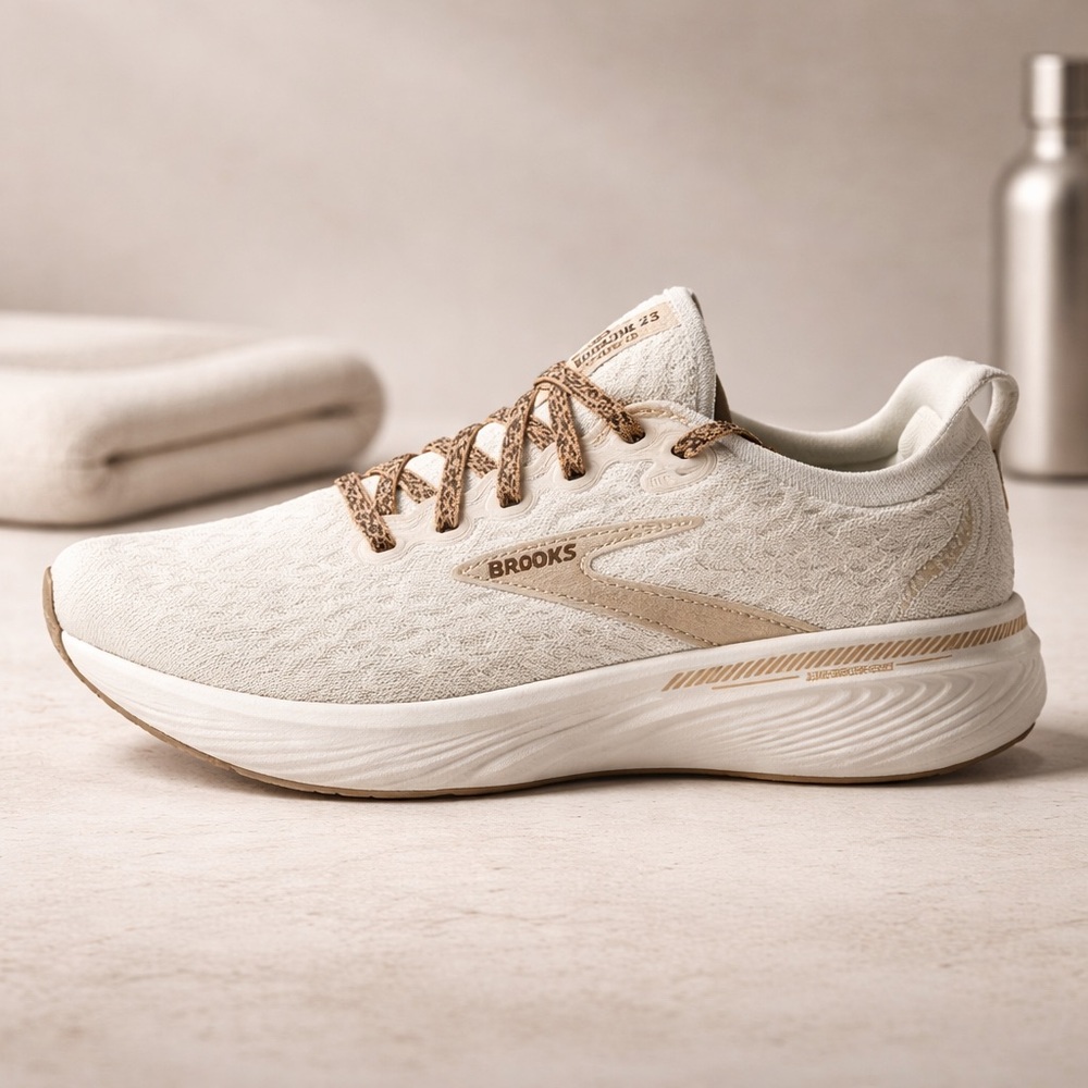 Brand New In Box Brooks Adrenaline GTS 25 Womens Size 7  Cream and Tan Accents
